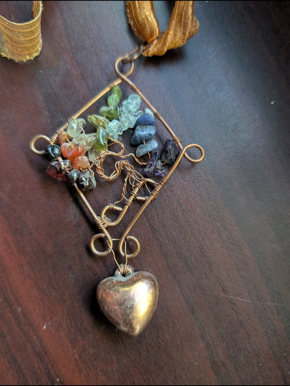 Handcrafted Multicolor Gemstone Tree of Life Pendant Necklace